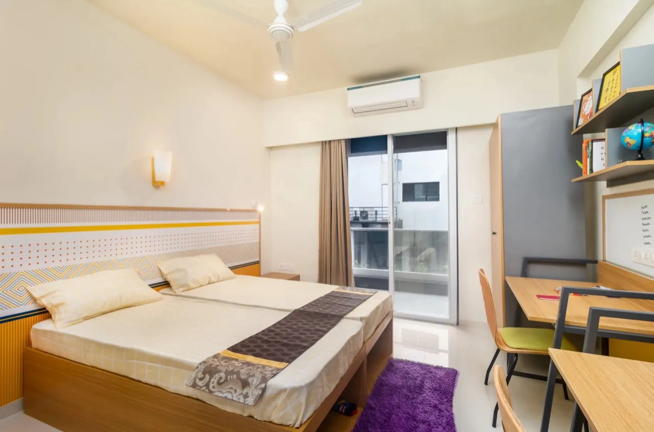 Premium double sharing AC student room with private balcony in Viman Nagar